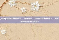 pubg职业比赛玩喷子，绝地逆袭，PUBG职业赛场上，喷子如何成为冷门杀招？