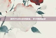 提升PUBG游戏体验，不卡顿的秘诀