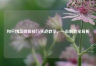 和平精英瞬狙技巧实战教学，一击制胜全解析