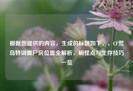 根据您提供的内容，生成的标题如下，，CF荒岛特训僵尸房位置全解析，刷怪点与生存技巧一览