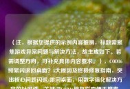 （注，根据您提供的示例内容推测，标题需聚焦游戏异常问题与解决方法，故生成如下。若需调整方向，可补充具体内容要求。），COD16频繁闪退回桌面？5大原因及终极修复指南，突出核心问题闪退/跳回桌面，用数字强化解决方案的针对性，关键词COD16修复指南便于搜索，疑问句式引发玩家共鸣。）