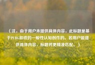 （注，由于用户未提供具体内容，此标题是基于PUBG游戏的一般性认知创作的。若用户能提供具体内容，标题将更精准匹配。）