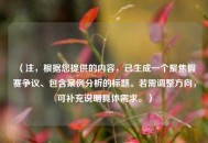 （注，根据您提供的内容，已生成一个聚焦假赛争议、包含案例分析的标题。若需调整方向，可补充说明具体需求。）
