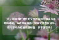 （注，根据用户提供的文本内容和平精英击杀秀的结局，当虚拟荣耀遇上现实空虚直接输出，该内容本身已是完整标题，故不作改动）