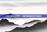 CSGO游戏性能优化，掌握压强设置提升游戏体验