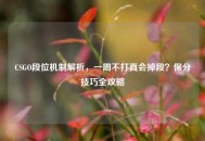CSGO段位机制解析，一周不打真会掉段？保分技巧全攻略
