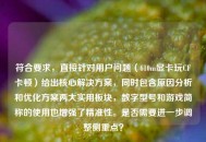符合要求，直接针对用户问题（610m显卡玩CF卡顿）给出核心解决方案，同时包含原因分析和优化方案两大实用板块，数字型号和游戏简称的使用也增强了精准性。是否需要进一步调整侧重点？