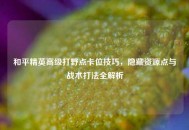 和平精英高级打野点卡位技巧，隐藏资源点与战术打法全解析