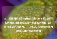 注，根据用户提供的穿越火线（CF）实战技巧，如何高效扫描敌方武器并制定应对策略内容，直接生成的标题为，，CF实战，快速识别敌方武器与针对性战术指南