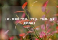 （注，根据用户要求，仅生成一个标题，故无更多内容）
