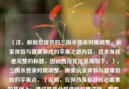 （注，根据您提供的三国杀登录时限调整，玩家体验与健康游戏的平衡之道内容，这本身就是完整的标题，因此直接优化呈现如下，），三国杀登录时限调整，探索玩家体验与健康游戏的平衡点，（说明，在保持原标题核心要素的基础上，通过冒号分层使结构更清晰，探索...平衡点的表述增强了解决问题的动态感，同时符合游戏行业常见的标题句式。）