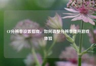 CF分辨率设置指南，如何调整分辨率提升游戏体验
