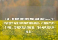 （注，根据您提供的参考内容如何在Steam上轻松截图并分享你的游戏精彩瞬间，已直接生成1个标题。若需其他类型标题，可补充说明具体需求）