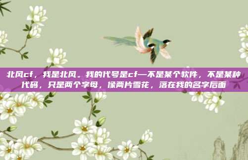 北风cf,我是北风。我的代号是cf—不是某个软件,不是某种代码,只是两个字母,像两片雪花,落在我的名字后面