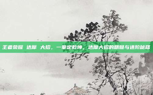王者荣耀 达摩 大招,一拳定乾坤,达摩大招的精髓与进阶秘籍