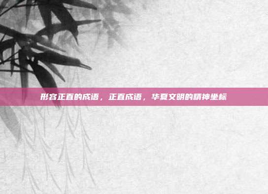 形容正直的成语,正直成语,华夏文明的精神坐标
