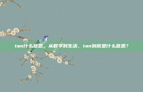 tan什么意思,从数学到生活,tan到底是什么意思?
