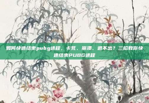 如何快速结束pubg进程,卡死、崩溃、退不出?三招教你快速结束PUBG进程