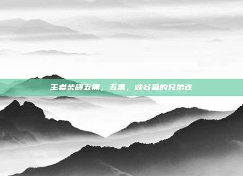 王者荣耀五黑,五黑,峡谷里的兄弟连