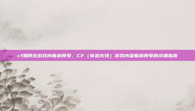cf如何在游戏内看房间号,CF(穿越火线)游戏内查看房间号的详细指南