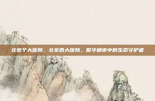 北京个大医院,北京各大医院,繁华都市中的生命守护者