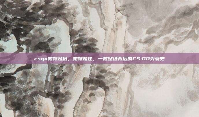 csgo柏林贴纸,柏林赌注,一枚贴纸背后的CS:GO兴衰史
