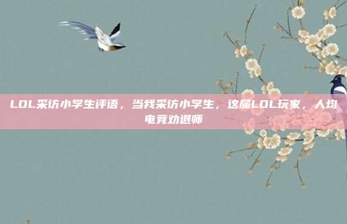 LOL采访小学生评语,当我采访小学生,这届LOL玩家,人均电竞劝退师