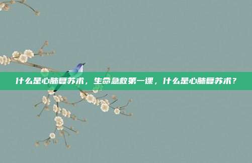 什么是心肺复苏术,生命急救第一课,什么是心肺复苏术?