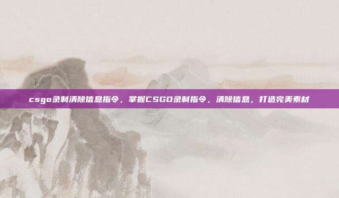 csgo录制清除信息指令,掌握CSGO录制指令,清除信息,打造完美素材
