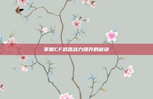掌握CF武器战力提升的秘诀