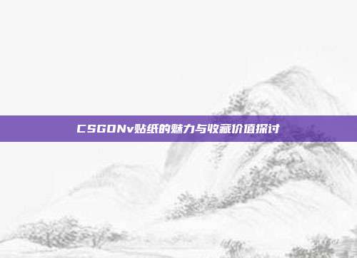 CSGONv贴纸的魅力与收藏价值探讨