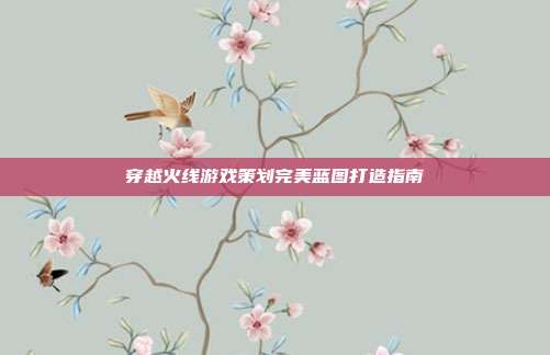 穿越火线游戏策划完美蓝图打造指南