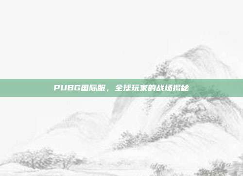 PUBG国际服,全球玩家的战场揭秘