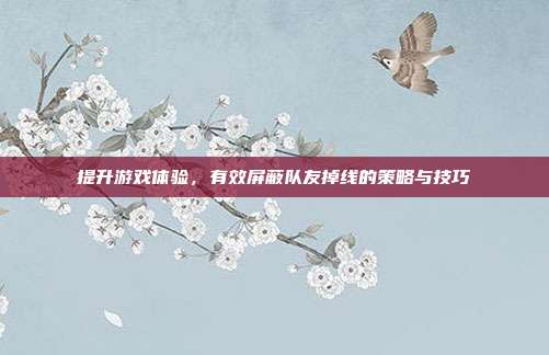 提升游戏体验,有效屏蔽队友掉线的策略与技巧