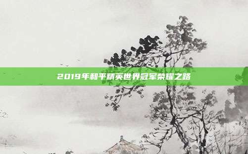 2019年和平精英世界冠军荣耀之路