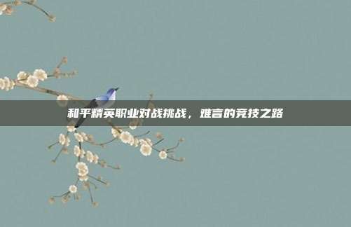 和平精英职业对战挑战,难言的竞技之路