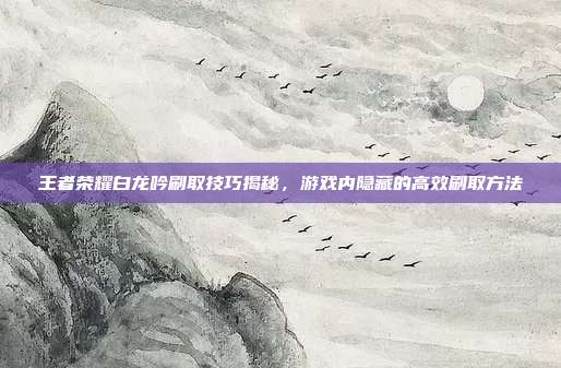 王者荣耀白龙吟刷取技巧揭秘,游戏内隐藏的高效刷取方法