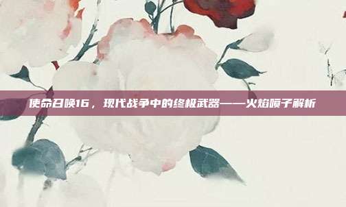 使命召唤16,现代战争中的终极武器——火焰喷子解析
