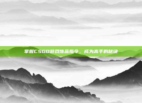 掌握CSGO游戏饰品指令,成为高手的秘诀