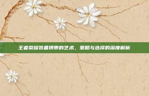 王者荣耀装备携带的艺术,策略与选择的深度解析