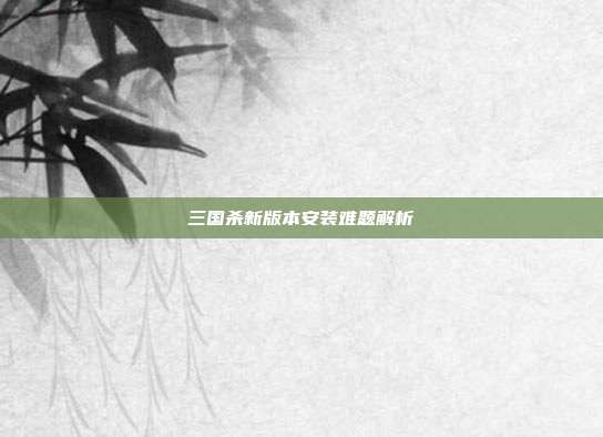 三国杀新版本安装难题解析