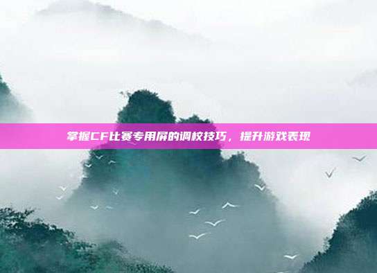 掌握CF比赛专用屏的调校技巧,提升游戏表现