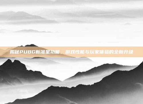 揭秘PUBG新准星功能,游戏性能与玩家体验的全新升级