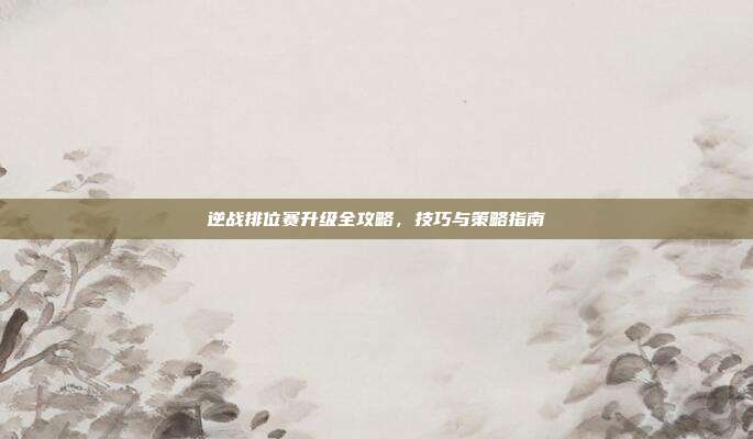逆战排位赛升级全攻略,技巧与策略指南