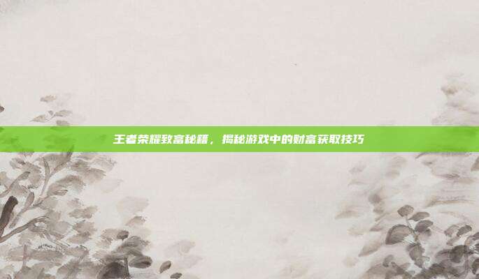 王者荣耀致富秘籍,揭秘游戏中的财富获取技巧