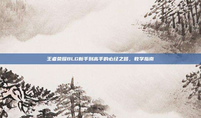 王者荣耀BLG新手到高手的必经之路,教学指南