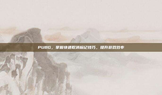 PUBG,掌握快速取消标记技巧,提升游戏效率
