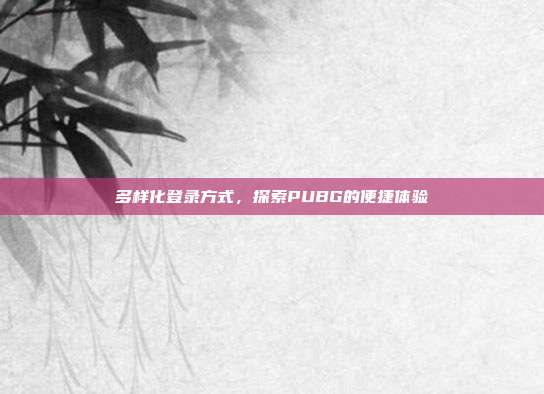 多样化登录方式，探索PUBG的便捷体验