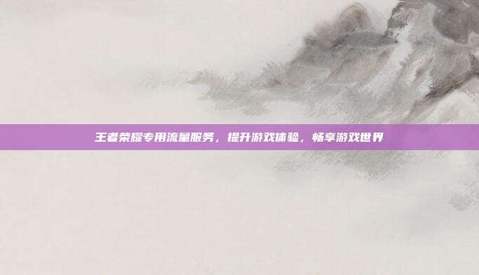 王者荣耀专用流量服务,提升游戏体验,畅享游戏世界