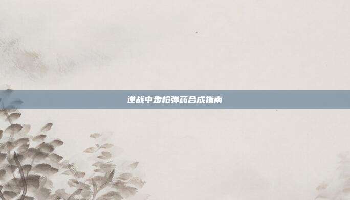 逆战中步枪弹药合成指南